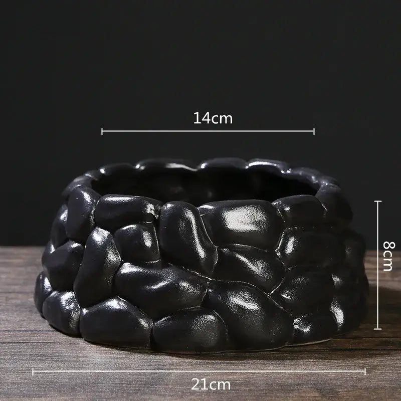 Matte black chinese style ceramic flowerpot vase living room decor