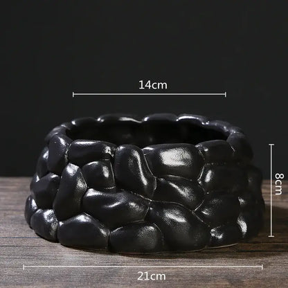Matte black chinese style ceramic flowerpot vase living room decor