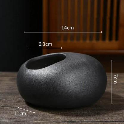 Matte black chinese style ceramic flowerpot vase living room decor