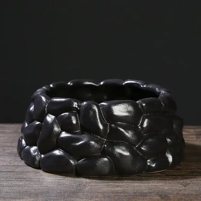 Matte black chinese style ceramic flowerpot vase living room decor