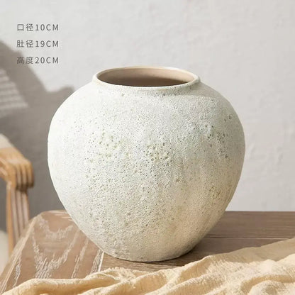 Chinese style textured white ceramic vase set living room decor