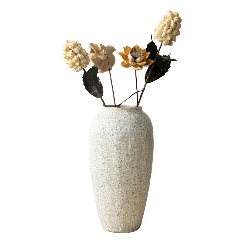 Chinese style textured white ceramic vase set living room decor