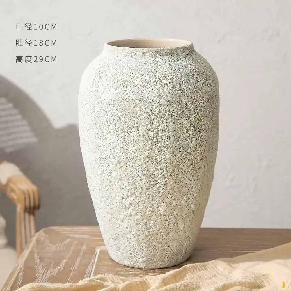 Chinese style textured white ceramic vase set living room decor