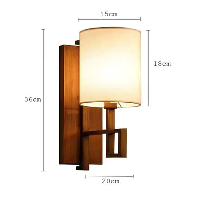 Chinese style cloth wall lamp for bedroom with geometric metal frame