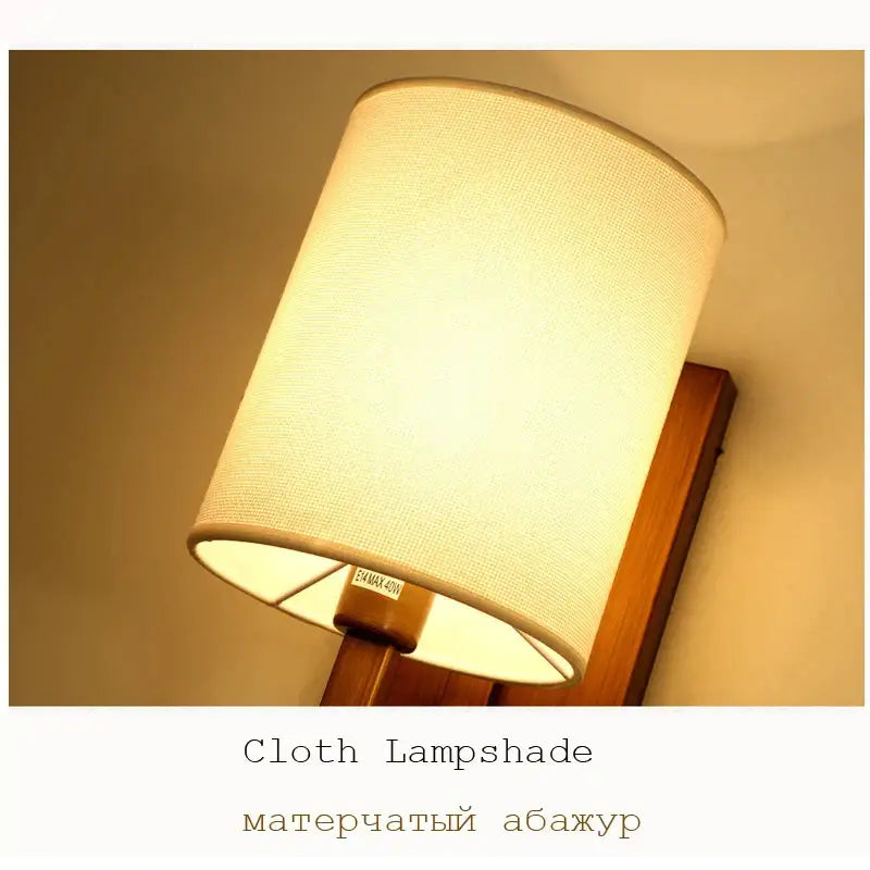 Chinese style cloth wall lamp for bedroom with geometric metal frame