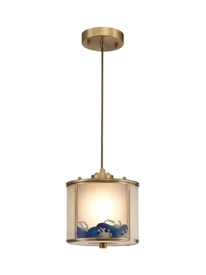 Chinese blue wave copper pendant light for bedroom