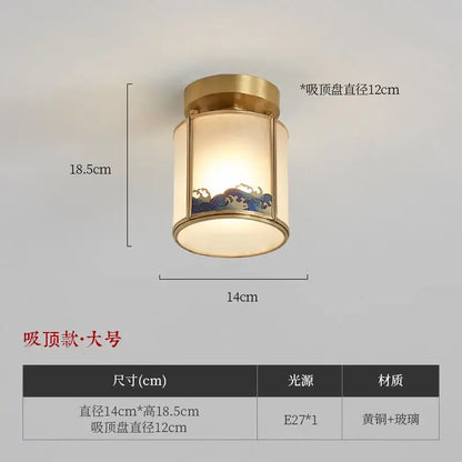Chinese blue wave copper pendant light for bedroom