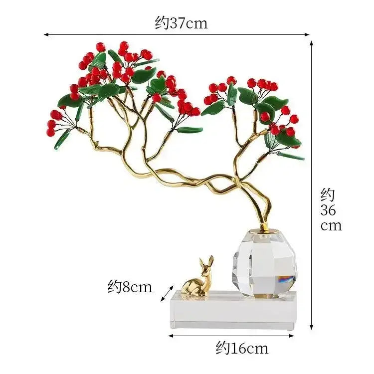 Chinese style crystal ornaments gold bonsai living room decor