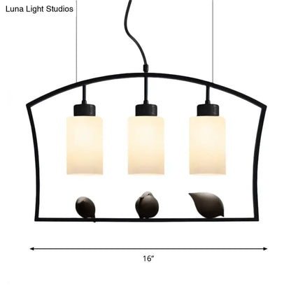 Chinese style black cylinder island light fixture for kitchen dining room