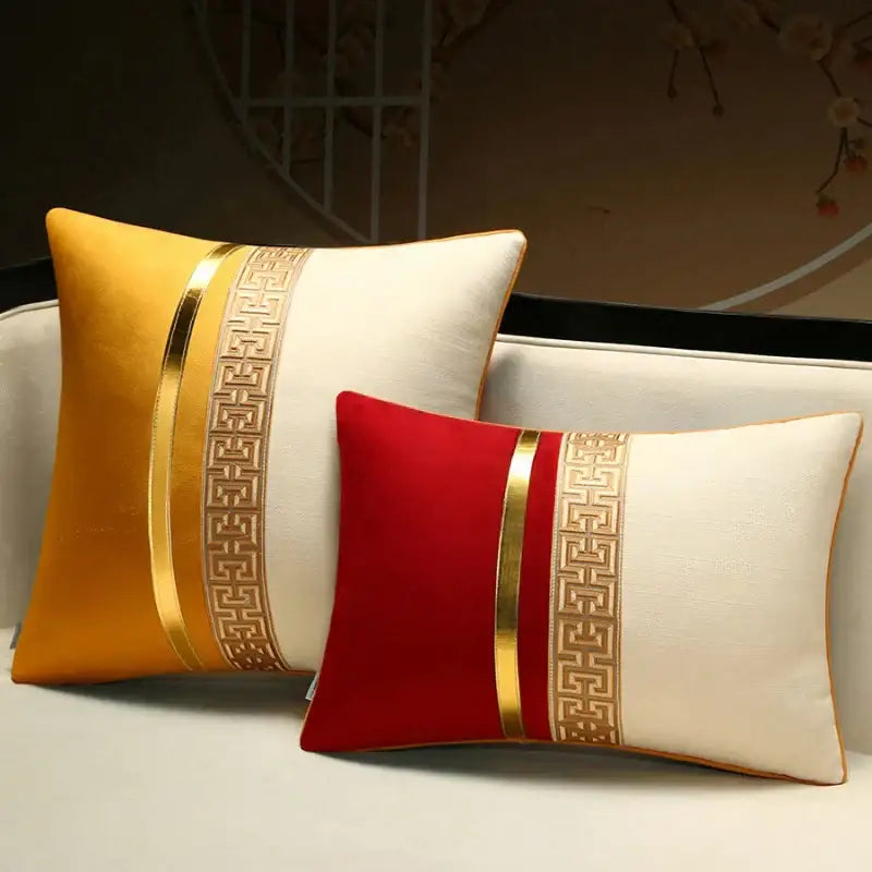 Chinese style red & golden yellow decorative pillow cover living room