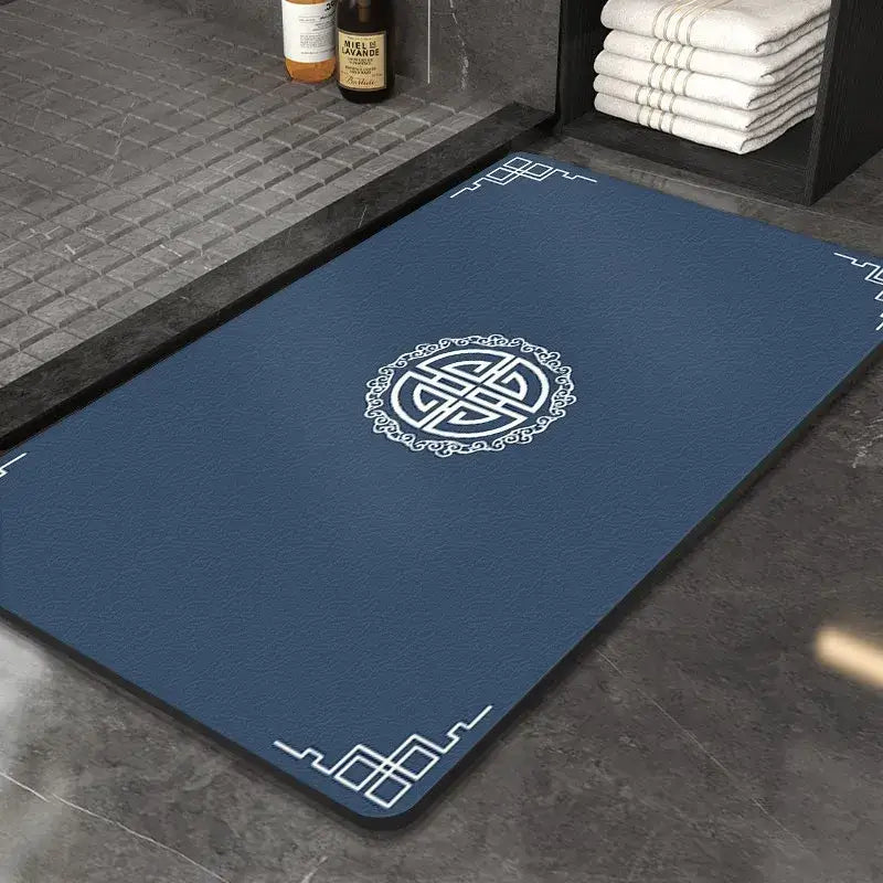 Ornate medallion dark gray absorbent entry door mat bathroom floor rug