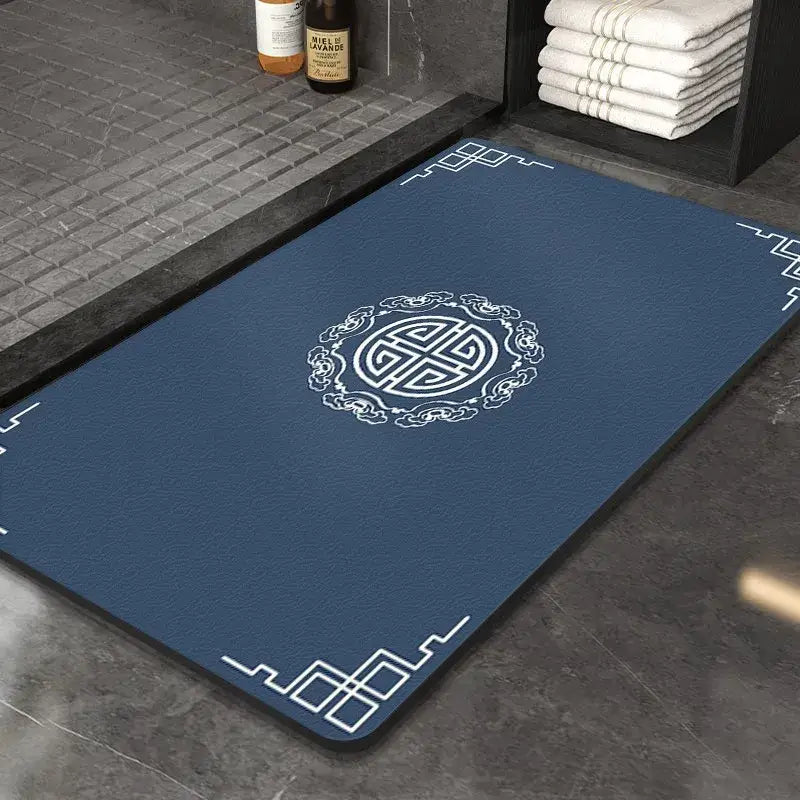 Ornate medallion dark gray absorbent entry door mat bathroom floor rug