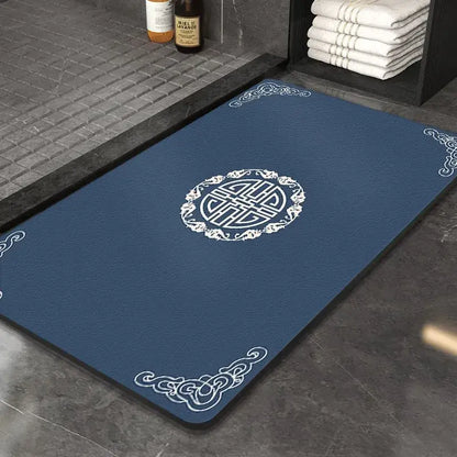 Ornate medallion dark gray absorbent entry door mat bathroom floor rug