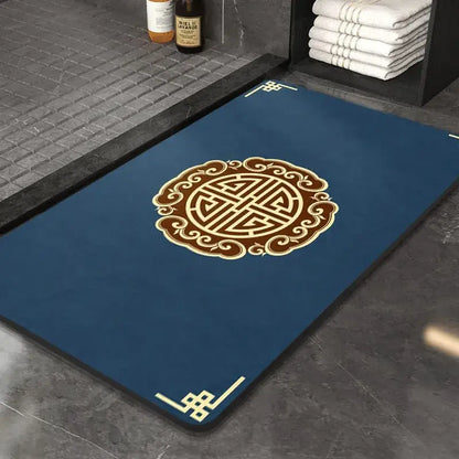 Ornate medallion dark gray absorbent entry door mat bathroom floor rug