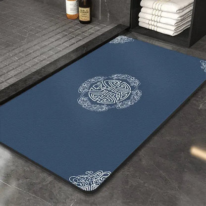 Ornate medallion dark gray absorbent entry door mat bathroom floor rug
