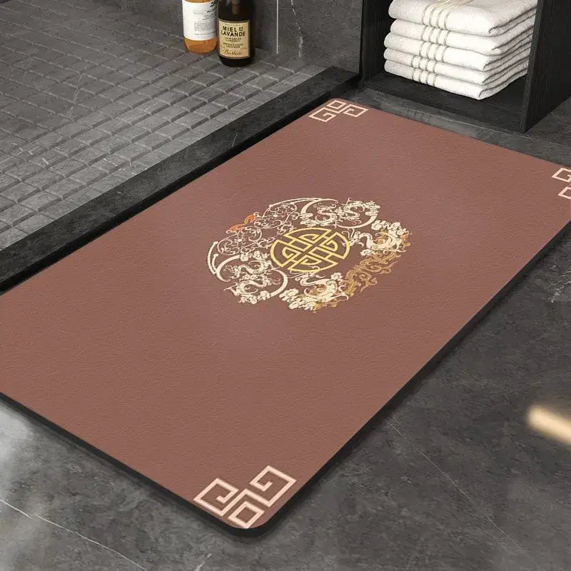 Ornate medallion dark gray absorbent entry door mat bathroom floor rug