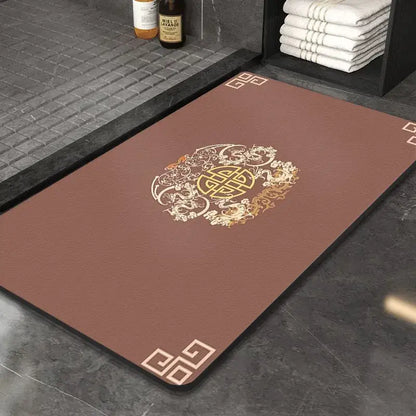 Ornate medallion dark gray absorbent entry door mat bathroom floor rug