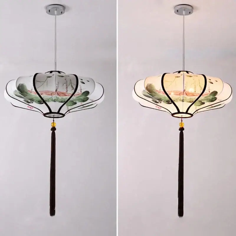 Chinese style flower pendant light – kitchen hand painted lantern