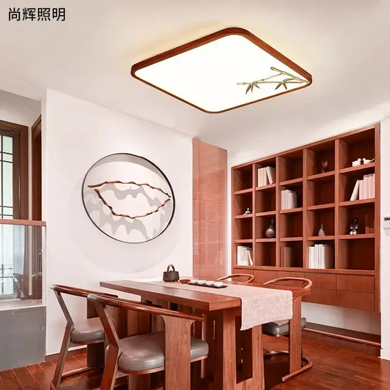 Chinese style red peach wood led ceiling lamp for bedroom