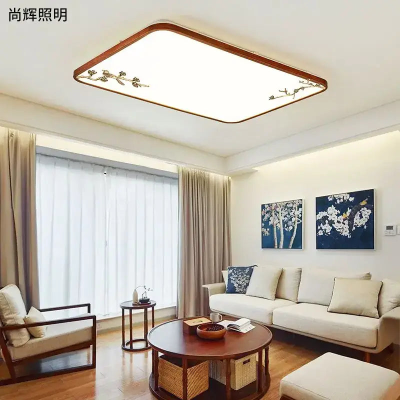 Chinese style red peach wood led ceiling lamp for bedroom