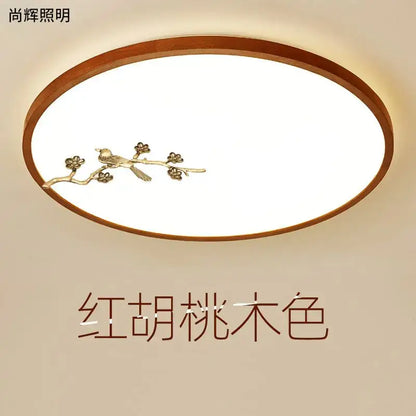Chinese style red peach wood led ceiling lamp for bedroom