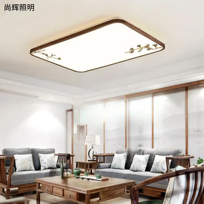 Chinese style red peach wood led ceiling lamp for bedroom