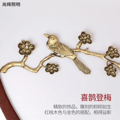 Chinese style red peach wood led ceiling lamp for bedroom