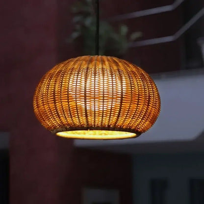 Chinese style outdoor rattan weaving pendant lights garden decor