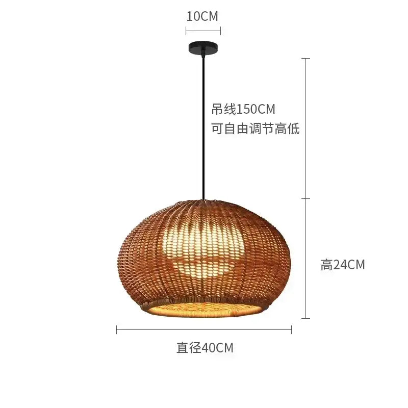 Chinese style outdoor rattan weaving pendant lights garden decor