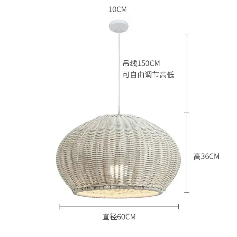 Chinese style outdoor rattan weaving pendant lights garden decor