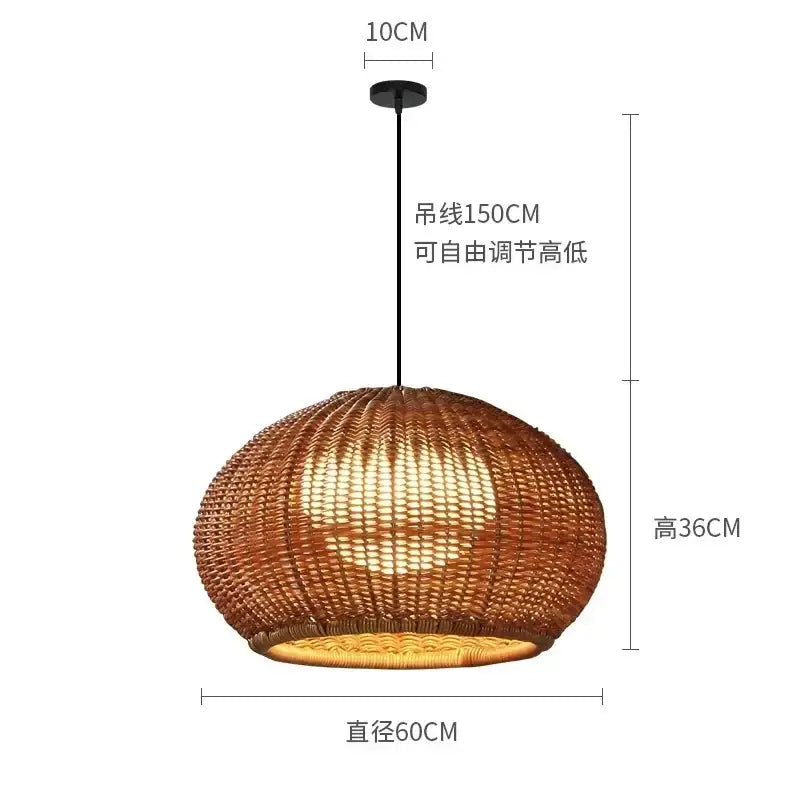 Chinese style outdoor rattan weaving pendant lights garden decor