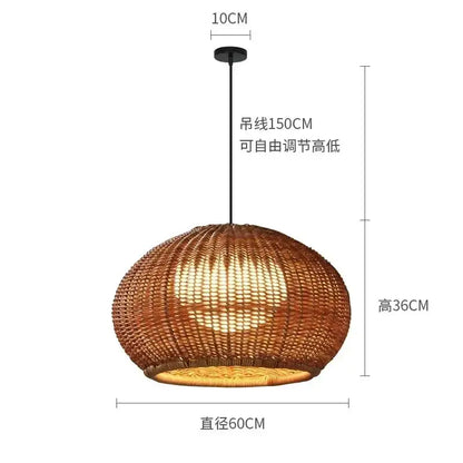Chinese style outdoor rattan weaving pendant lights garden decor