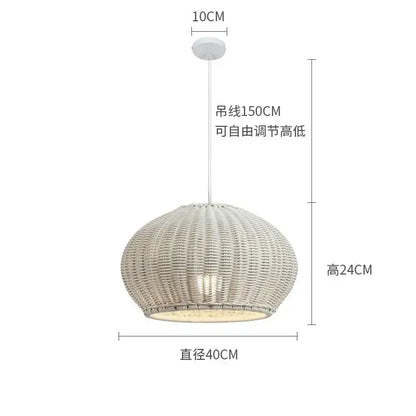 Chinese style outdoor rattan weaving pendant lights garden decor