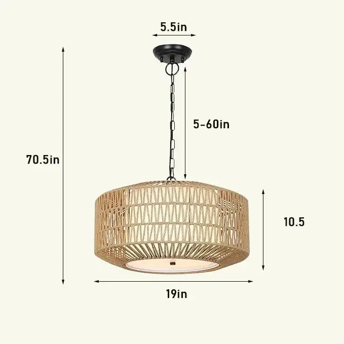 Chinese style outdoor rattan weaving pendant lights garden decor