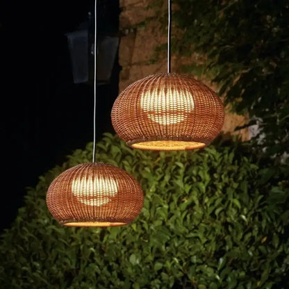 Chinese style outdoor rattan weaving pendant lights garden decor