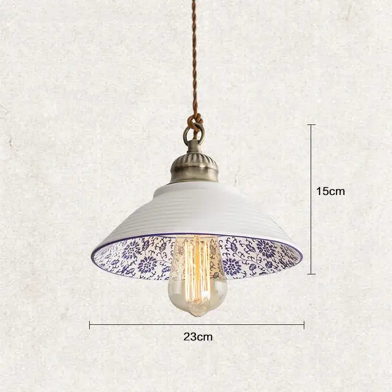Vintage chinese style porcelain hanging lamp for bedroom