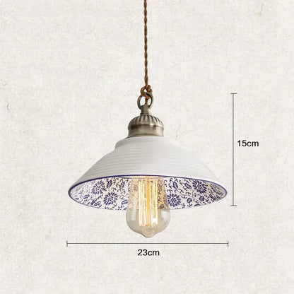 Vintage chinese style porcelain hanging lamp for bedroom