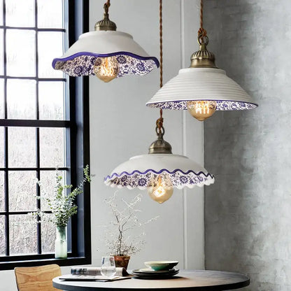 Vintage chinese style porcelain hanging lamp for bedroom