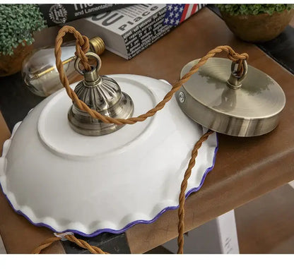 Vintage chinese style porcelain hanging lamp for bedroom