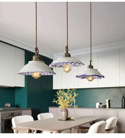 Vintage chinese style porcelain hanging lamp for bedroom