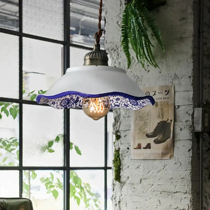 Vintage chinese style porcelain hanging lamp for bedroom