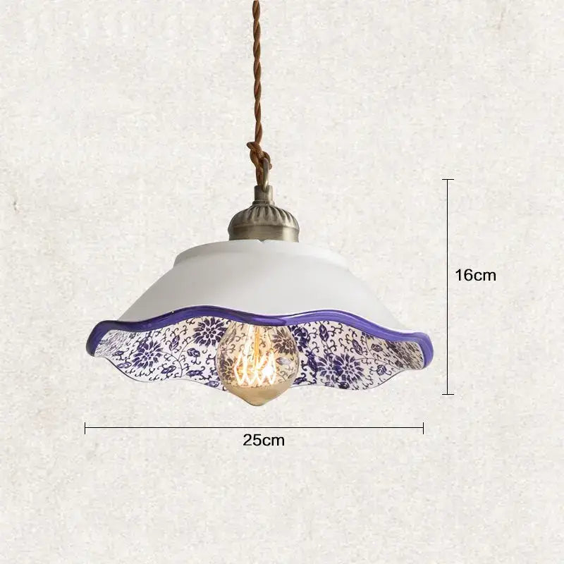 Vintage chinese style porcelain hanging lamp for bedroom