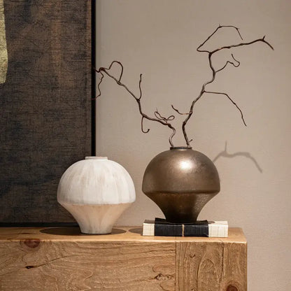 Retro bronze porcelain vase living room artistic flower decor