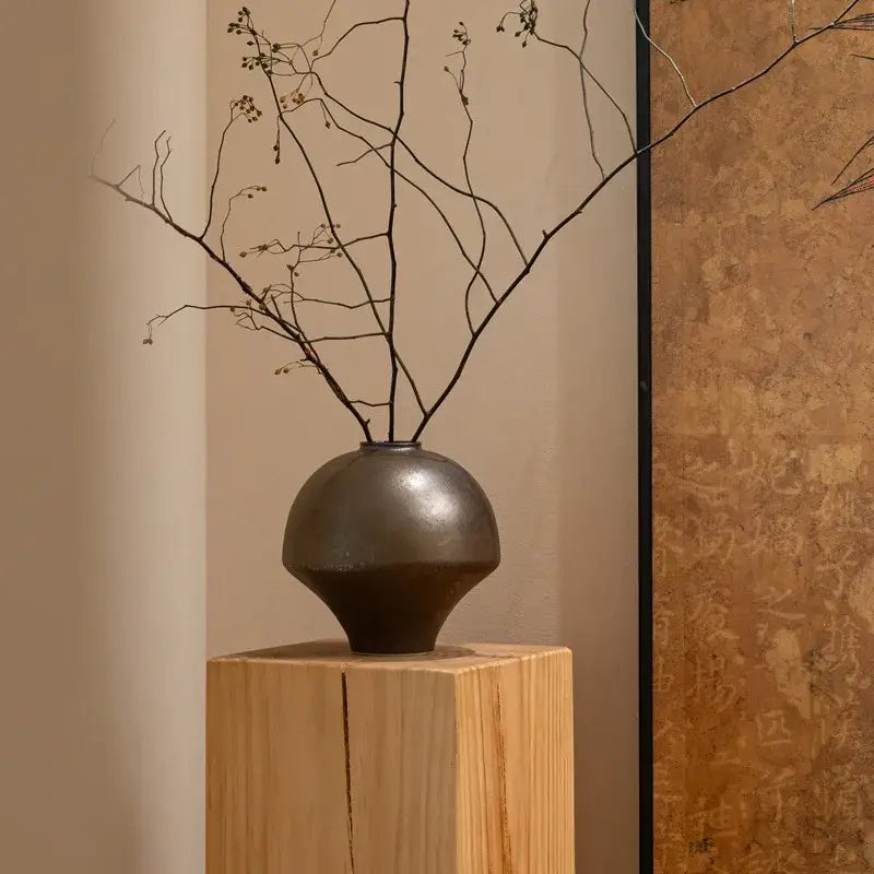 Retro bronze porcelain vase living room artistic flower decor