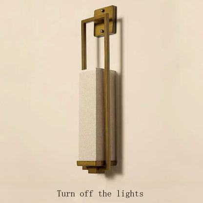 Chinese style gold wall lamp with fabric shade for bedroom