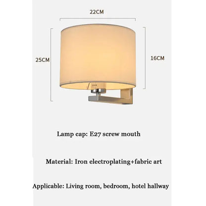 Chinese style silver & black wall lamp with warm cloth cover bedroom