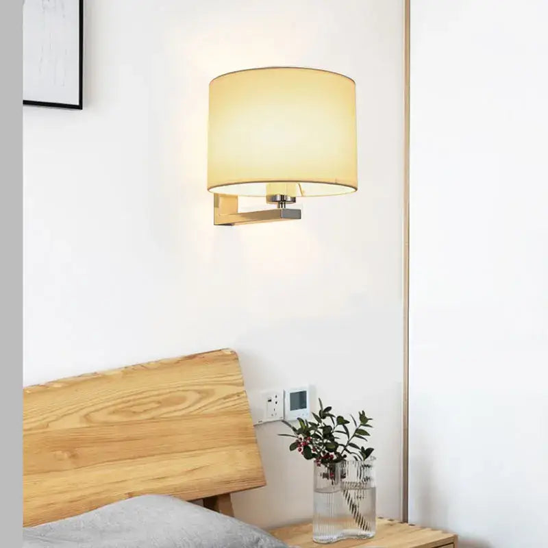 Chinese style silver & black wall lamp with warm cloth cover bedroom