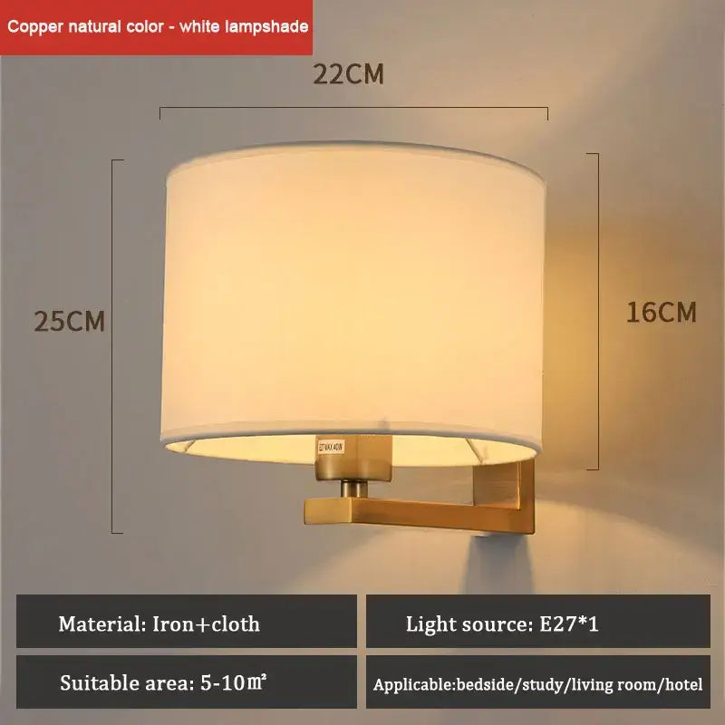 Chinese style silver & black wall lamp with warm cloth cover bedroom