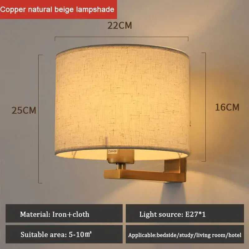 Chinese style silver & black wall lamp with warm cloth cover bedroom