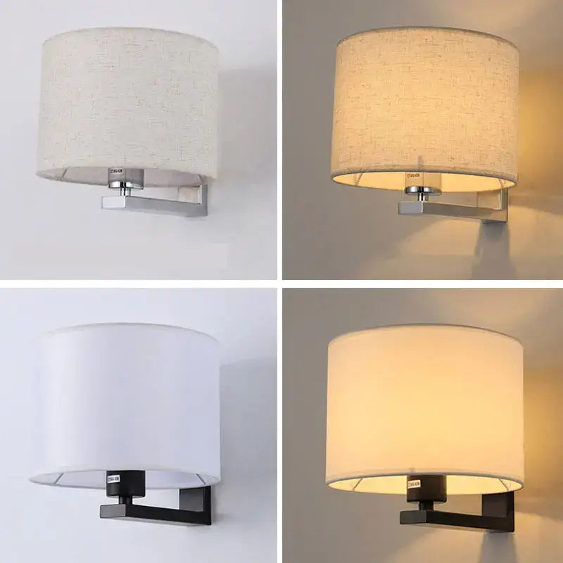 Chinese style silver & black wall lamp with warm cloth cover bedroom